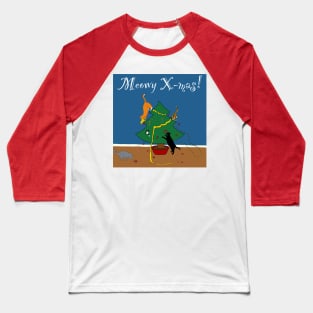 Meowy X-mas mayhem with background Baseball T-Shirt